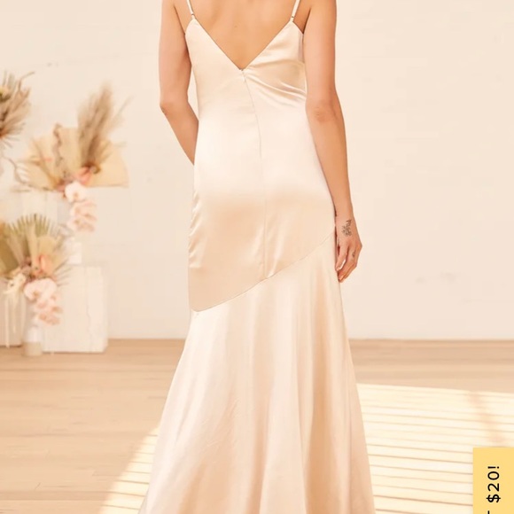 Lulus Moment in the Spotlight Champagne Cowl neck dress - Picture 2 of 10